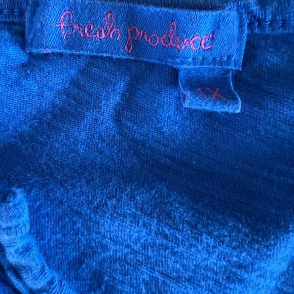 Fresh Produce Blue V Neck Coastal Top Layered Hem 1X - Picture 8 of 11